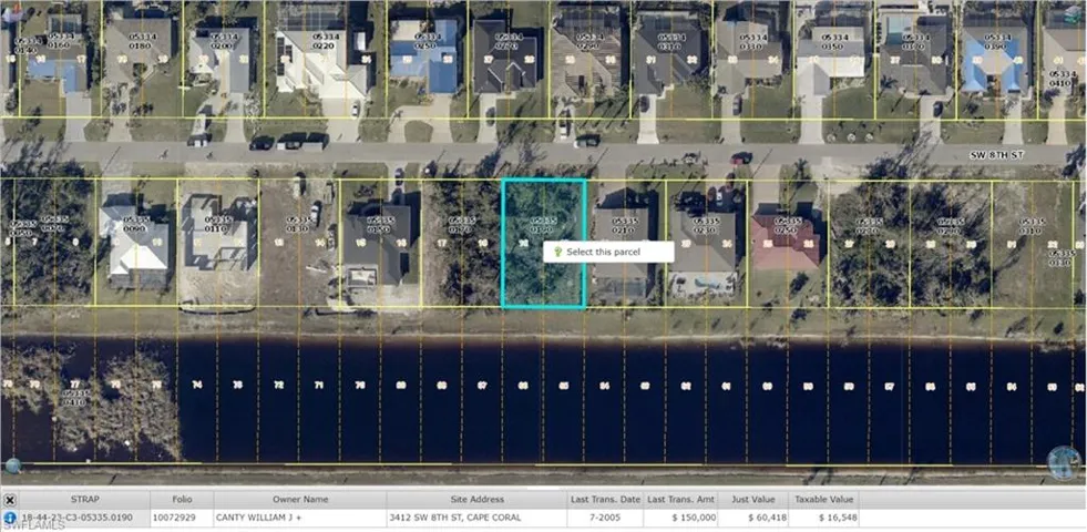 Aerial overview of property's location featuring property boundaries highlighted
