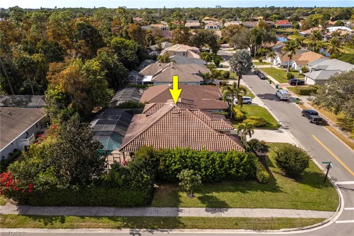 Aerial perspective of suburban area