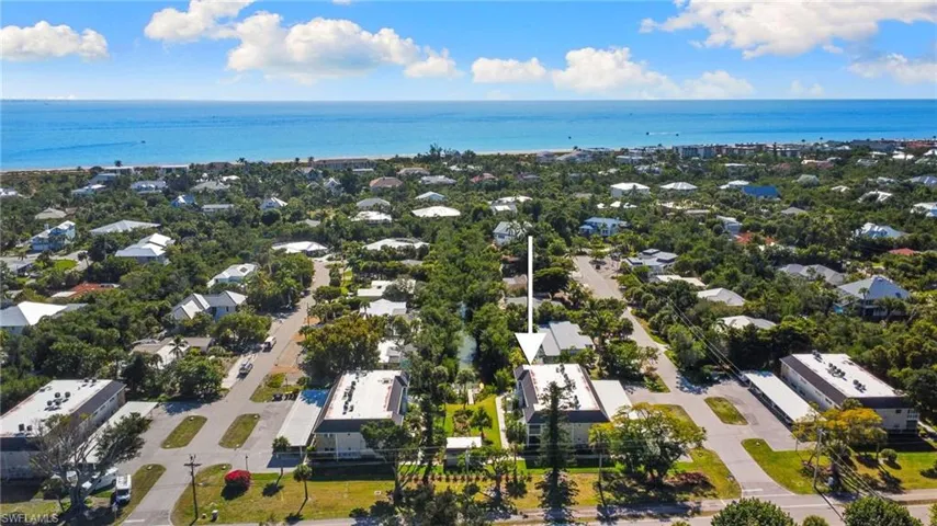 Drone / aerial view of a nearby body of water