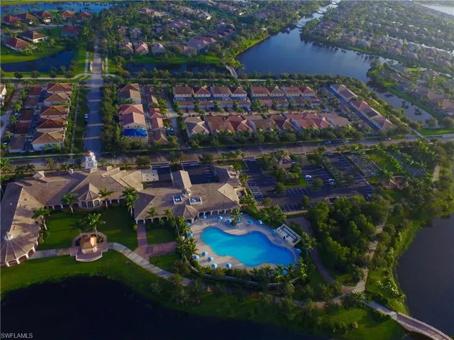 Aerial view of town center area.