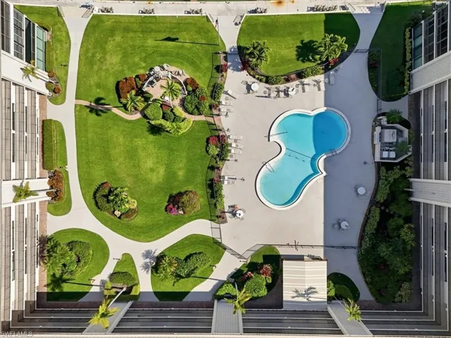 Aerial view of a pool area