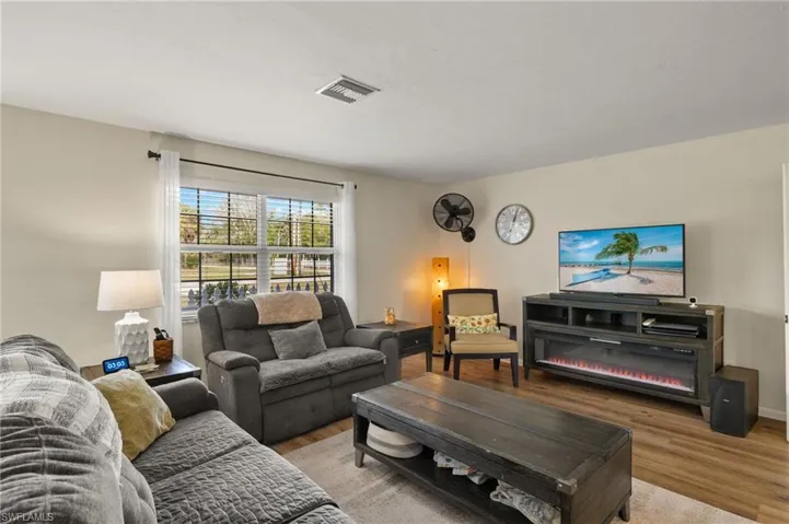 Living room featuring light wood-type flooring