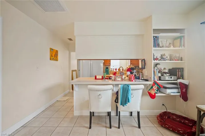 View of tiled dining space