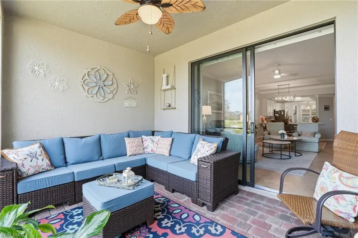 View of patio / terrace featuring an outdoor lounge area and ceiling fan