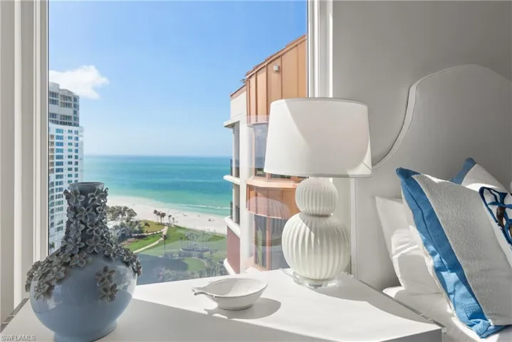 A view to the waterfront from a peaceful guest retreat.