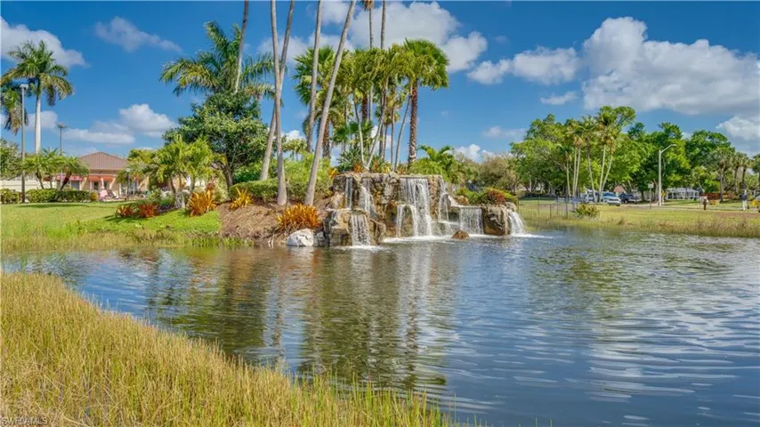 Waterfall beside pool area