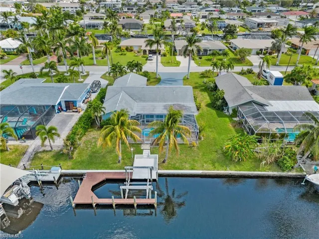 Aerial view of a nearby body of water