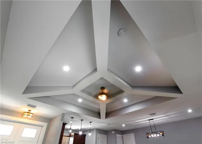 Living Room details with coffered ceiling