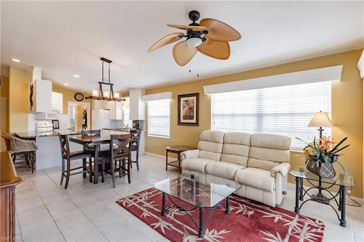 Open den area has lake views.