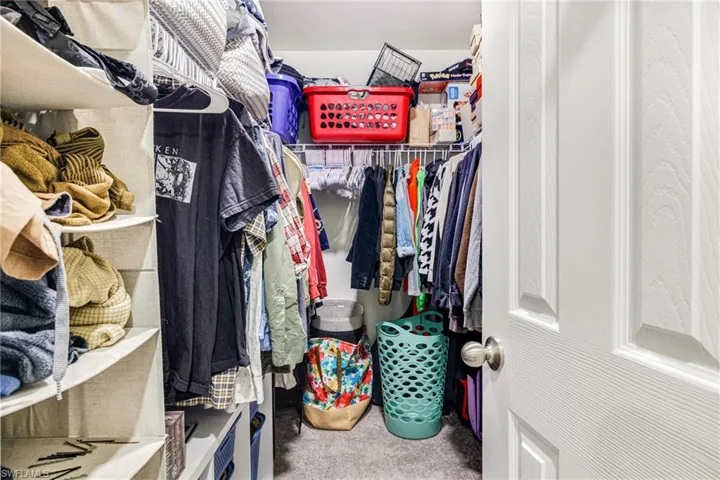 Primary Walk in closet with carpet