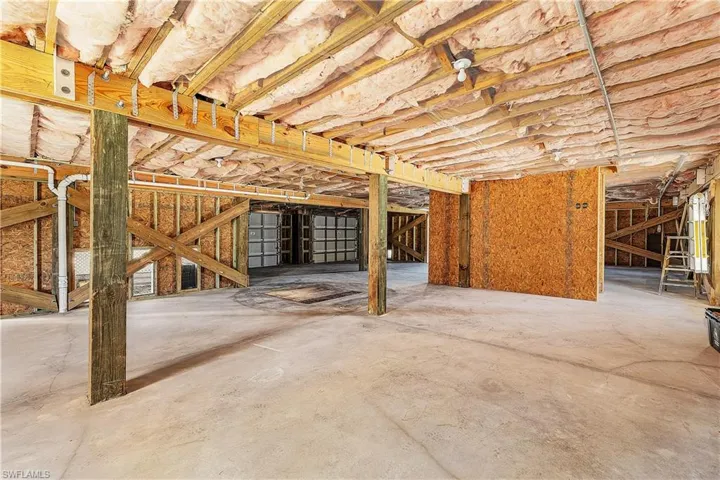 View of garage and storage space