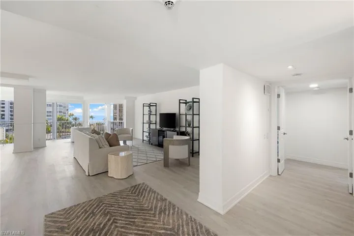 Living area featuring light wood-style floors