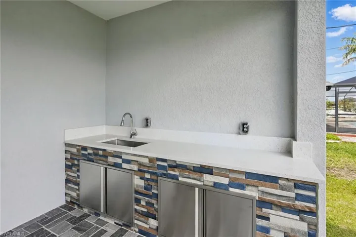View of patio featuring a sink