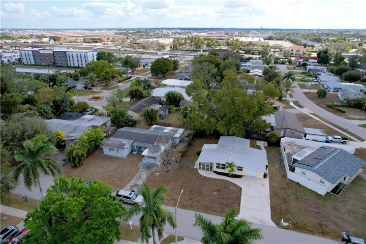 Aerial perspective of suburban area