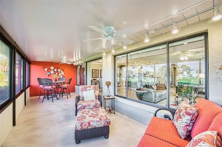 Sunroom with track lighting
