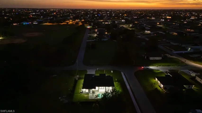 Aerial view at dusk
