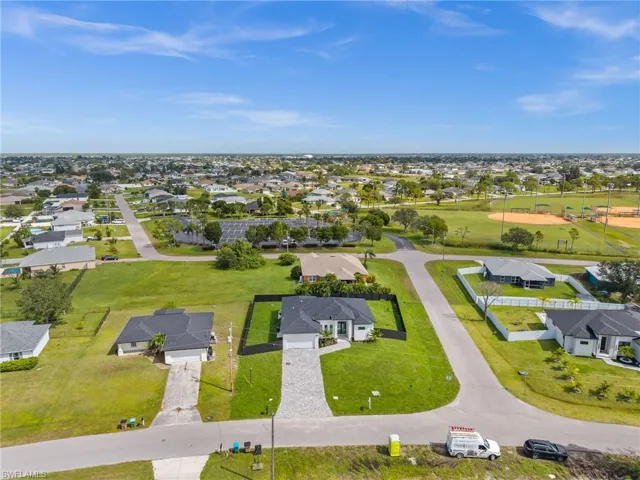 Aerial perspective of suburban area