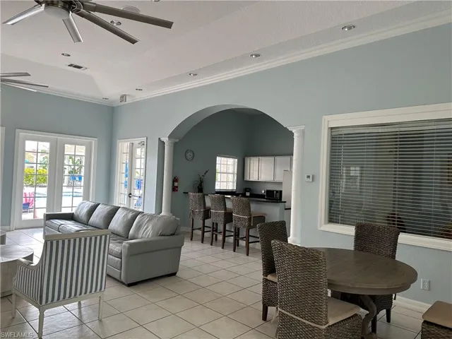 Interior of the clubhouse includes a kitchen facility.