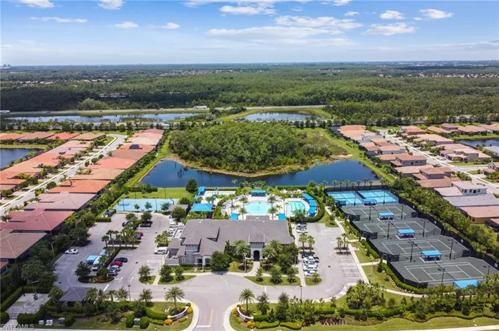 Aerial view of residential area with a nearby body of water