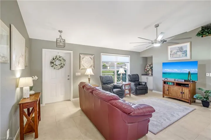 Living area with dry bar.