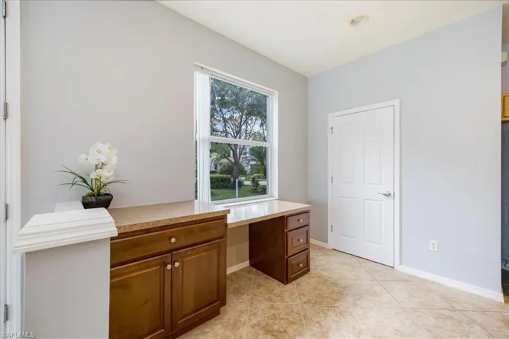 Built-in desk and storage.