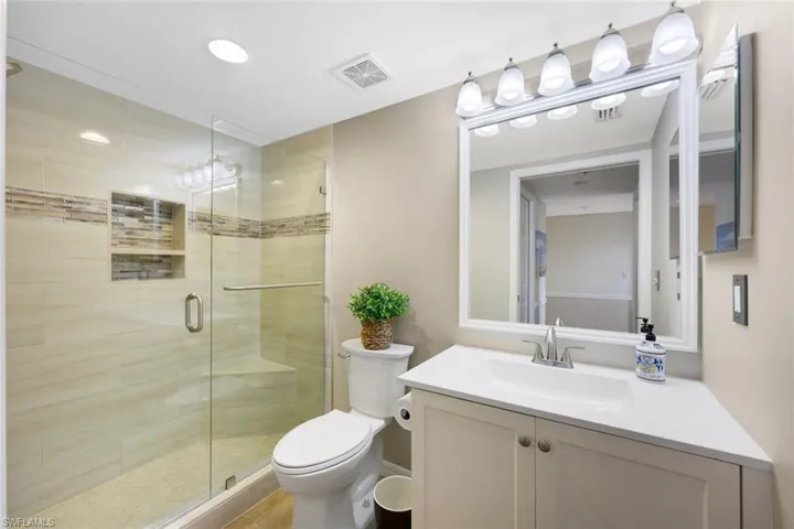 Remodeled guest bathroom with new vanity
