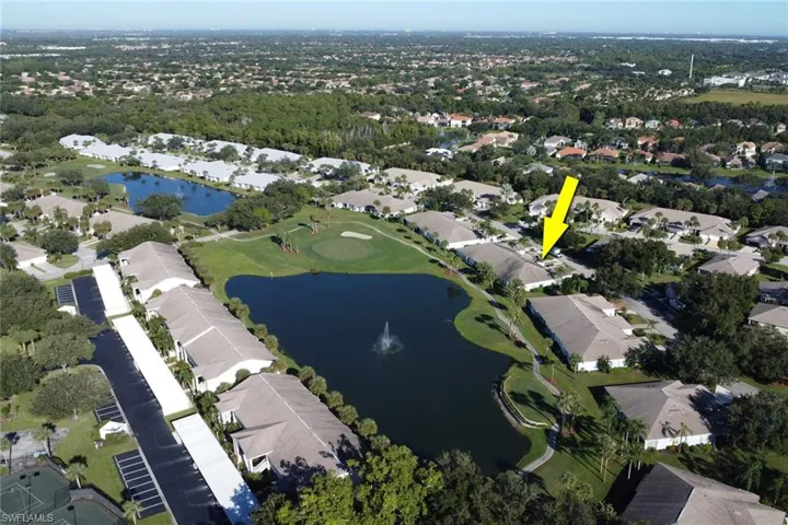 Aerial perspective of villa, neighboring addresses and view