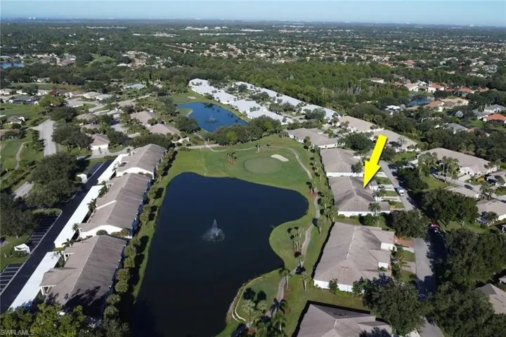 Aerial perspective of villa and surrounding neighboring addresses