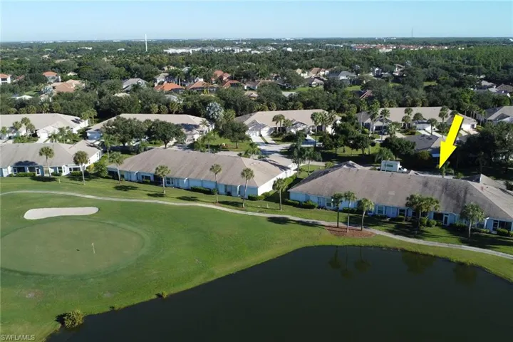 Aerial perspective of rear view of villa
