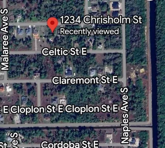Aerial map of property and surrounding area