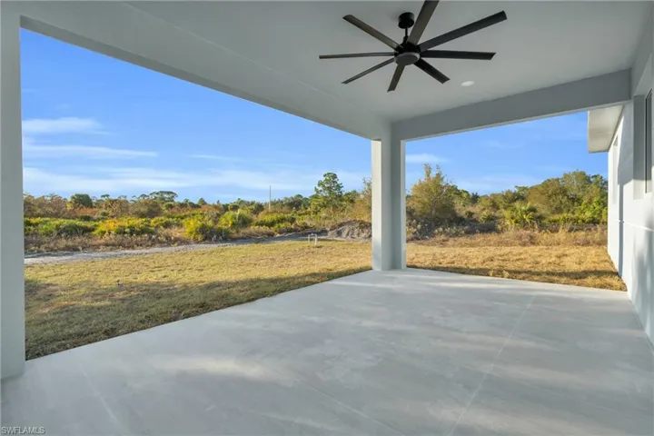 View of patio / terrace featuring a ceiling fan
