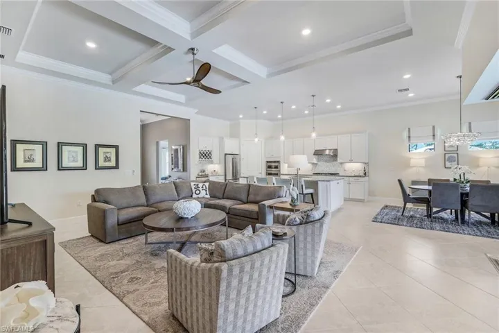 Entire house has beautiful tiled floor.