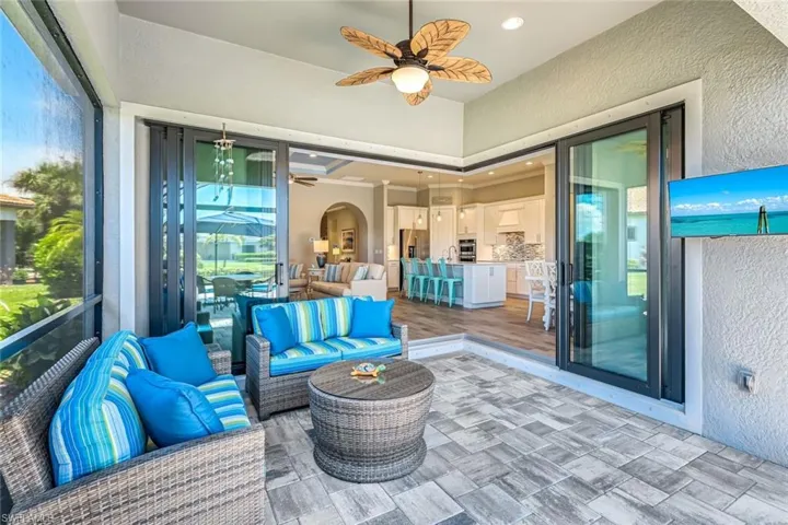 View of patio / terrace featuring a ceiling fan and outdoor lounge area