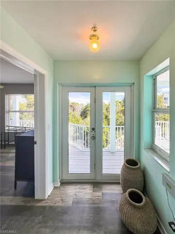Entryway with french doors, dark wood-style flooring, and a healthy amount of sunlight
