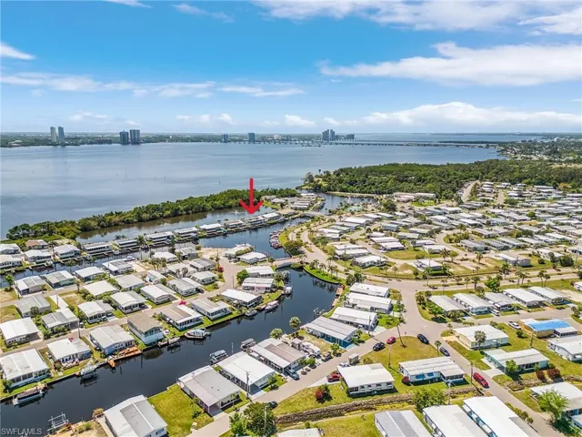 Aerial perspective of home and community.  Looking out towards downtown Ft Myers