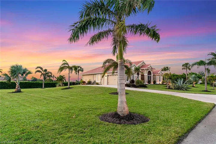 At sunset, 2.5 car garage