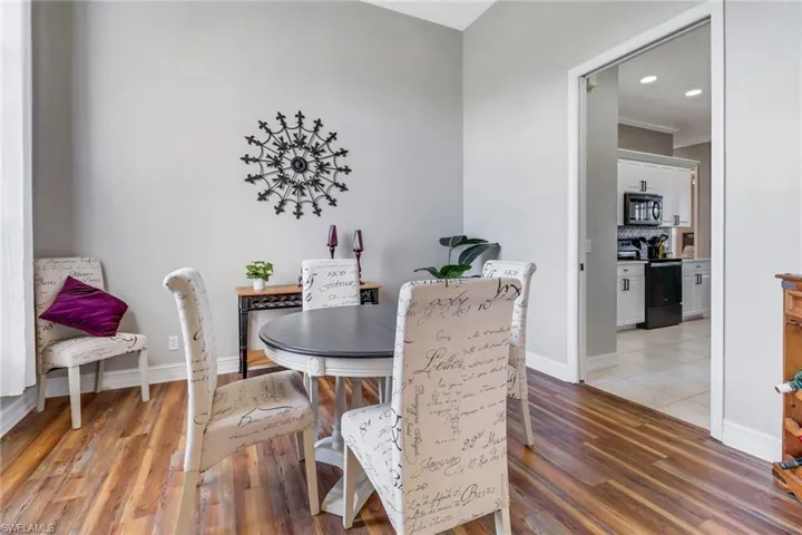 located to the left as you walk in; pocket door to the kitchen