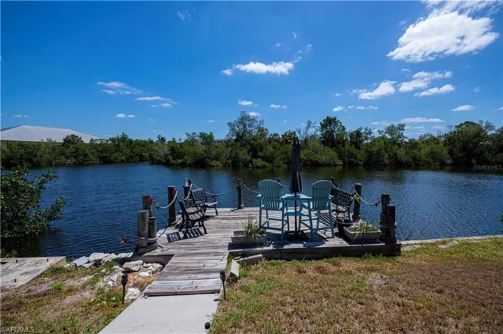 Dock featuring a water view and view of wooded area