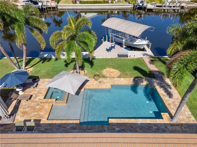 Bird's eye view of a nearby body of water