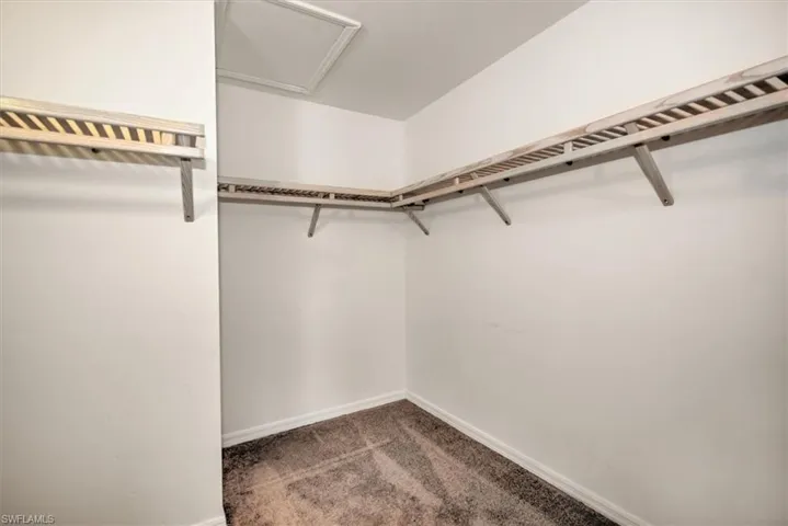 Extra large Walk in closet with carpet