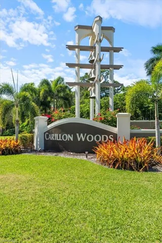 Community sign with a yard