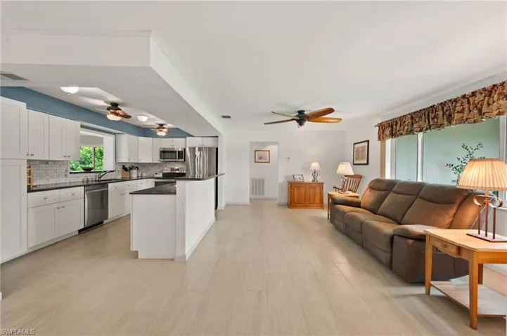 Kitchen overlooking living space