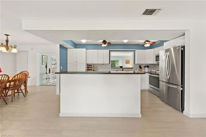 Granite Counter overlooking living room