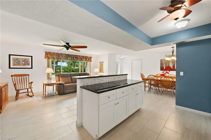 Kitchen overlooking living room