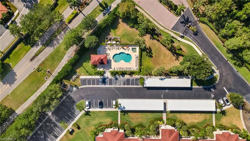 Birds eye view featuring one of three Cypress Trace neighborhood pools.