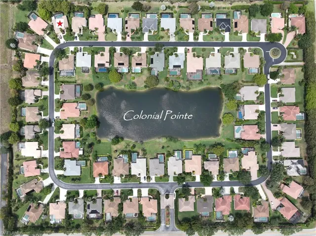 Aerial View of Colonial Pointe - Note 15035 Balmoral Loop is upper left corner with red star on roof.
