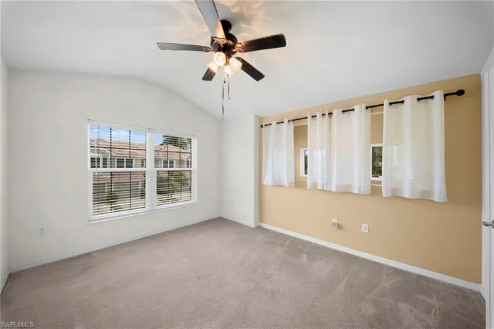 Vaulted ceiling with an integrated ceiling fan and light fixture