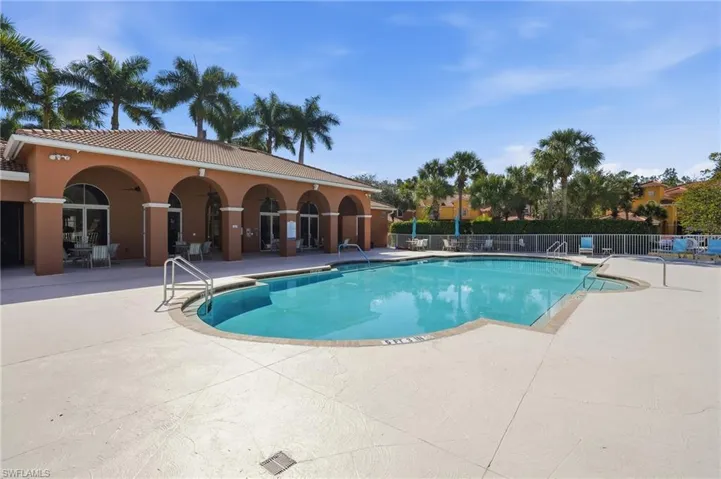 Community pool featuring a patio
