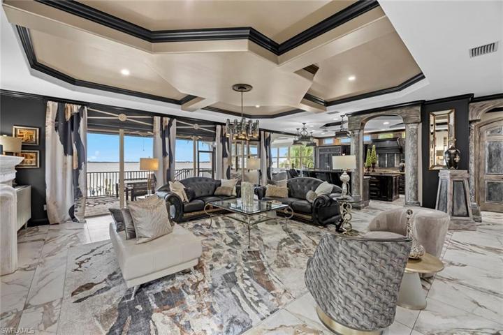 Main living area has beautiful view of river