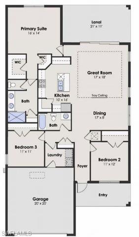Captiva Floor Plan Rendering *DISCLAIMER: Renderings, Photos, Virtual Tours are of like model and are used for display purpose only, actual property may vary.